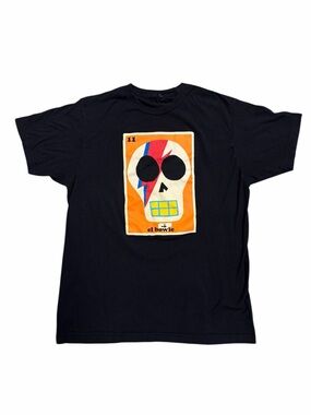 El Bowie Black Graphic Skull T‑Shirt - Large